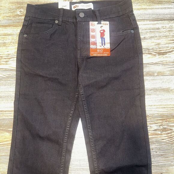 NEW Levis Boys 510 Skinny Fit Performance Jeans. Size 14 Reg 28x28 Black. C - Picture 1 of 10